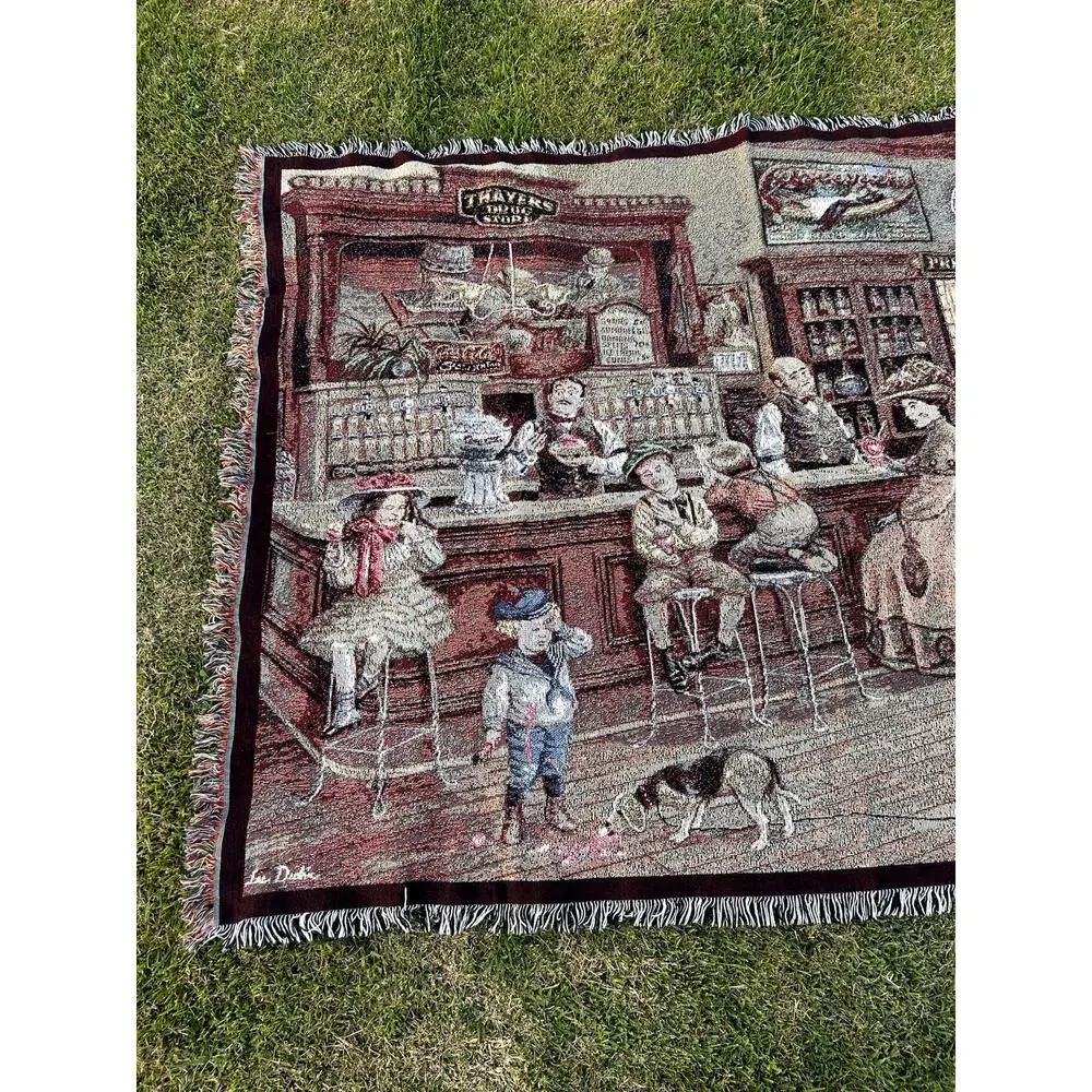 Vintage 90s Italian Restaurant Drug Store Tapestry Blanket